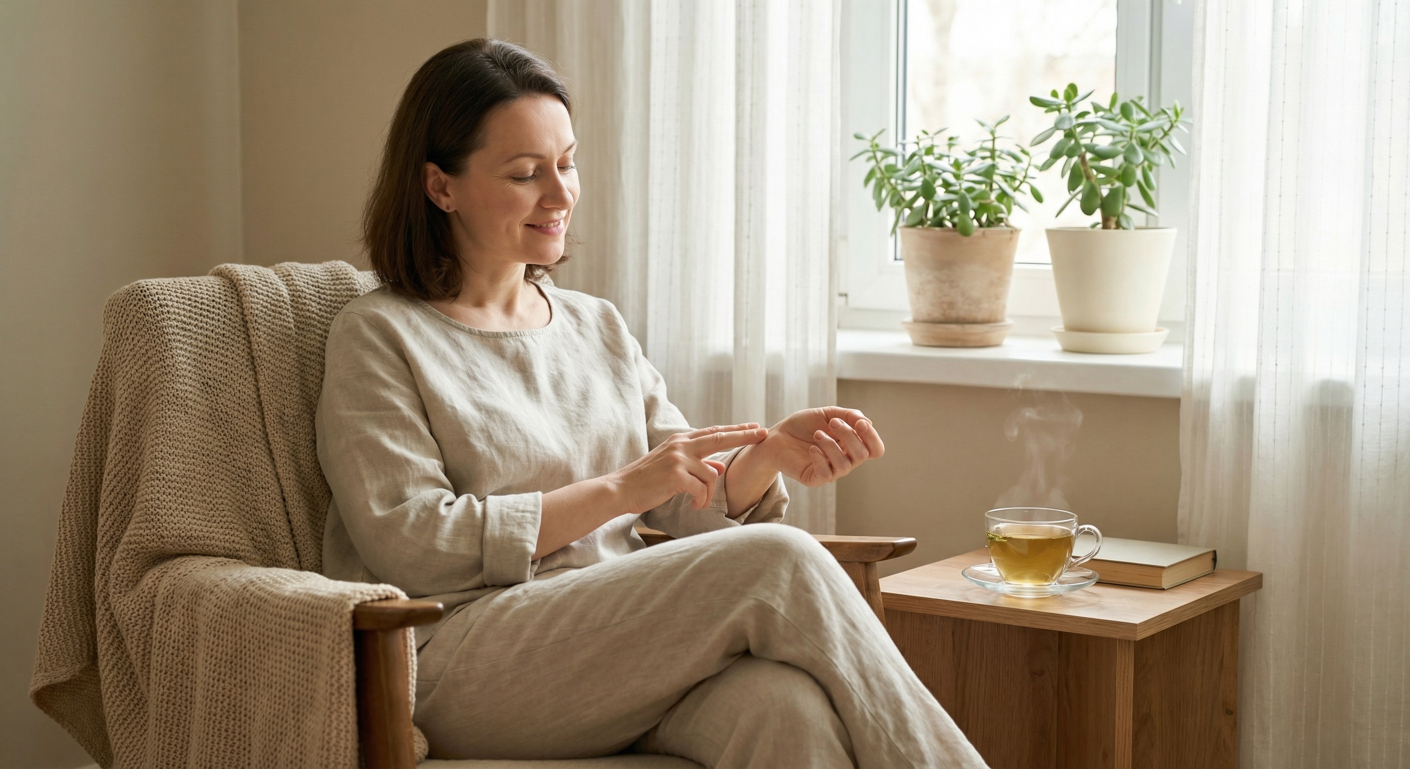 Person practicing wellness and stress management